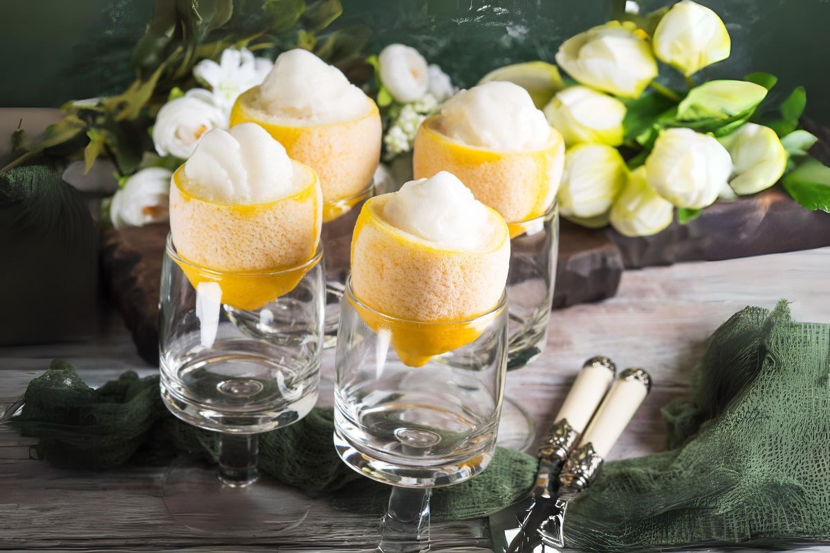 Sorbetto al limone in bicchiere