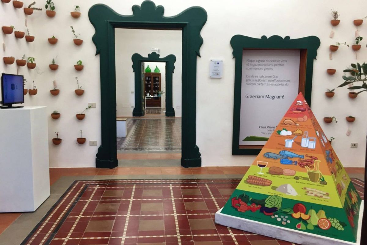 Giornata Nazionale del Made in Italy- Museo Vivente della Dieta Mediterranea di Pioppi. Sala con piramide alimentare 3d